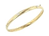 Polished Baby Bangle Bracelet with White Gold Accents