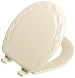 Tools & Hardware : Mayfair 34EC 006 Designer Series Ivy Wood Toilet Seat with Easy-Clean Hinges, Round, Bone