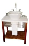 31 San Francisco Vanity - Metro Vessel - Stainless Steel Top with City Faucet - Medium Maple Base