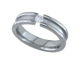 Bella-Titanium Ring with Tension Set Sparkling Diamond