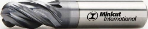 Minicut 6200 Sub Micron Carbide Regular Length Hi-Performance End Mill, AlTiN Coated, Plain, 4 Flute, Variable Helix, Ball End, 7/16" Cutting Length, 3/16" Cutting Diameter, 2" Length (Pack of 1)