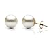 14k Yellow Gold 9-10mm Perfect Round Cultured Freshwater Pearl High Luster Stud Earring AAA Quality. -Perfect for Mother's Day Gift