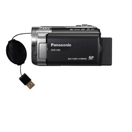 Retractable USB Cable for the Panasonic SDR-H85 Video Camera with Power Hot Sync and Charge capabilities - uses Gomadic TipExchange Technology