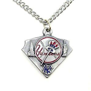 New York Yankees Chain Necklace & Enameled Pewter Pendant - MLB Baseball Fan Shop Sports Team Merchandise