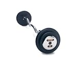 Troy Barbell PZB-020-110C Pro-Style Cast Curl Bar Set with Chrome End Caps, Black