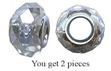 Set of 2 Crystal glass beads for the pandora bracelets by GlitZ JewelZ © - Silver core - made from Murano glass - fits pandora, chamilia & troll bracelets