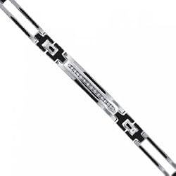 Men's Diamond Link Bracelet in Stainless Steel & 14K White Gold