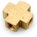 Anderson Metals 06102 Brass Pipe Fitting, Barstock Cross, 1/4" x 1/4" x 1/4" x 1/4" NPT Female Pipe