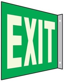 Exit Sign, 7 x 10In, WHT/GRN, Exit, ENG, Text