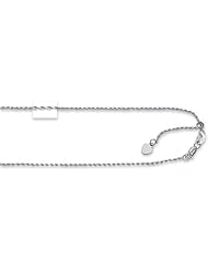 925 Sterling Silver 1 mm (3/64 Inch) Heart Adjustable Rope Chain 22"