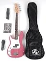 SX BG1K 3/4 LH BGMY Pink Left Handed Bass Guitar Package w/BA1565 AMP and Instructional DVD
