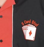 Five Cards Stud Bowling Shirt Black & Red Swingmaster