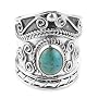 Wide Sterling Silver Turquoise Armor Band Ring (Size 6,7,8,9,10,11,12,13,14)
