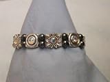 Silver bracelet with magnetic hemitite stone