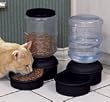 Petmate Le Bistro 5-Pound Feeding and 1-Gallon Watering System with Microban, Black