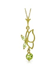 14k Solid Gold 18" Necklace with Peridot Butterfly Pendant