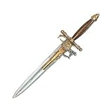 1800s Flintlock Pistol / Dagger Combination with Antiqued Gold Tone
Finish - Detailed Replica of Classic Pirate Gun with Wooden Grip -
All Wood and Metal Construction