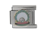 SilverBin Enamel Paint Sparkle Pearl in Open Clam Stainless Steel Italian Charm Link