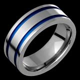 Adora Titanium Band with Dark Blue Grooves. Choose Your Color for Free!