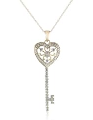 10k Yellow Gold Heart Key Diamond Pendant Necklace (1/3 cttw, I-J Color, I2-I3 Clarity), 18"