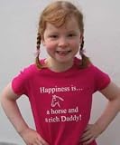 Happiness is a horse and a rich daddy' skinni fit, Fuchsia, age 4-6 years
