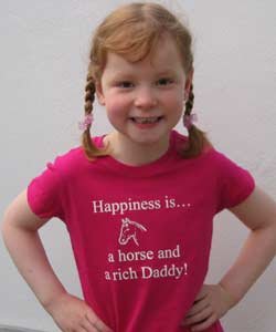 'Happiness is a horse and a rich daddy' skinni fit, Fuchsia