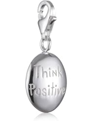 VINANI brand Germany 925 Sterling Silver Charm Pendant Oval shiny Inscription "Think Positive" HTTP