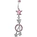 Pink Gem Paved Stars Belly Ring title=