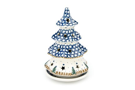 Polish Pottery Rustic Pines Large Christmas Tree Luminary