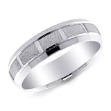 14K White Gold Textured Ladies Wedding Band Ring
