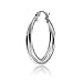 Hoops & Loops Sterling Silver Intertwining Square-Tube Polished Hoop Earrings, 25mm