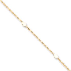 14k gold oval anklet, 10 inch by