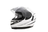 Faze Phoenix Matte White Silver Air Pump Dual Visor Motorcycle Helmet (Large)
