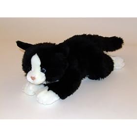 Chat blanc et noir Peluche 38cm (Black and white cat 38cm)