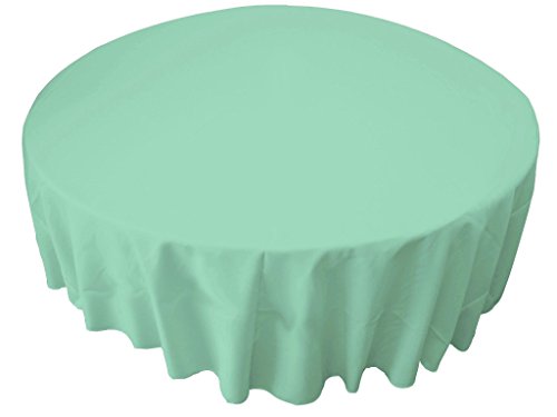 LA Linenâ„¢ 90-Inch Round Polyester Poplin Tablecloth / Pack of 1 / Aqua/Mint