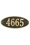 IMAGE OF Oval One-Line Estate Wall Address Plaque estate/one line Bronze/Aq Brass