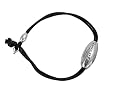 Marc O'Polo Armband aus gewachsten Cotton (schwarz, 2-fach) mit ovalem Mittelteil in 925 Sterling Silber, Länge 19 cm, P5202319