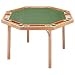 Natural Wood Octagonal Poker Table with Green Vinyl Top