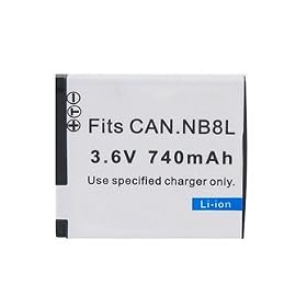3.6V 740mAh Li-ion Battery for Canon NB8L (White) + Worldwide free shiping