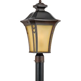 Quoizel NF9012TB Norfolk 23-Inch Extra Large Post Lantern with Amber Glass, Terra Bronze