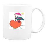 Mug with apple, sunbathing, worm, relaxing, vacation