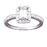 14K .90 CTW Emerald Cut Diamond Engagement Ring