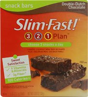 Slim-Fast 3-2-1 Plan Snack Bars Double-Dutch Chocolate -- 6 Bars