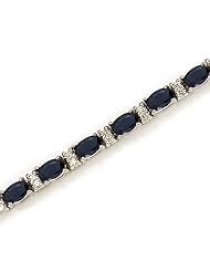 14K White Gold Oval Sapphire and Diamond Bracelet