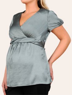 Motherhood Maternity: Short Sleeve Faux Wrap Maternity Blouse
