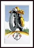 1925 Czech FN Motorcycle Poster, Art Poster by Vintage, with Wood Frame, poster size: 24 x 36