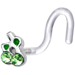 Bioplast Green Cherry Gem Nose Screw Ring