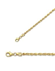 30" 14K Yellow Gold 2.75mm (1/10") Polished Solid Diamond Cut Royal Rope Chain w/ Pear Shape Clasp