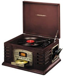 The Entertainer Record Radio and CD player with Tape Recorder - elegant with rich detail and design (Cherry) (9.25