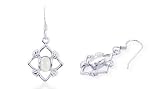 Oval Cut Moonstone Dangling Earrings Sterling Silver